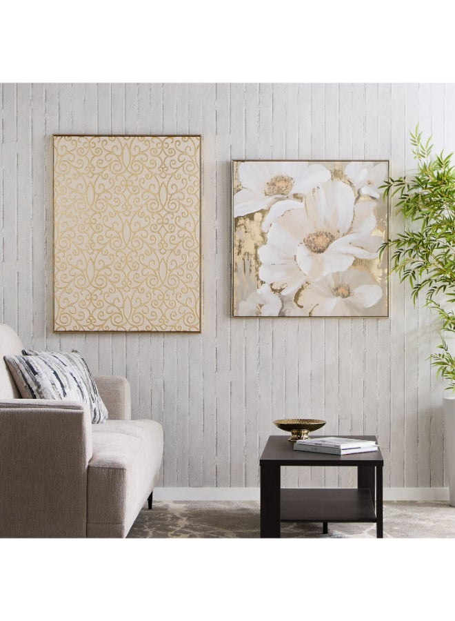 Home Box Traditional Framed Canvas Wall Art - Gold and Cream - Image 3